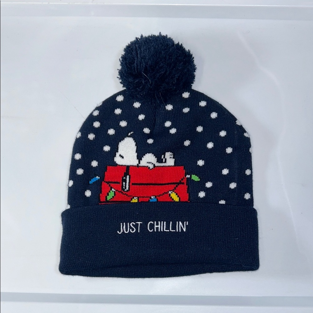 Peanuts Navy Pom-Pom Snoopy on House Festive Beanie